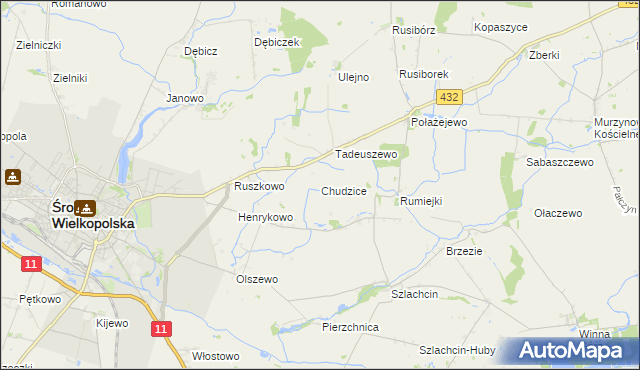 mapa Chudzice, Chudzice na mapie Targeo