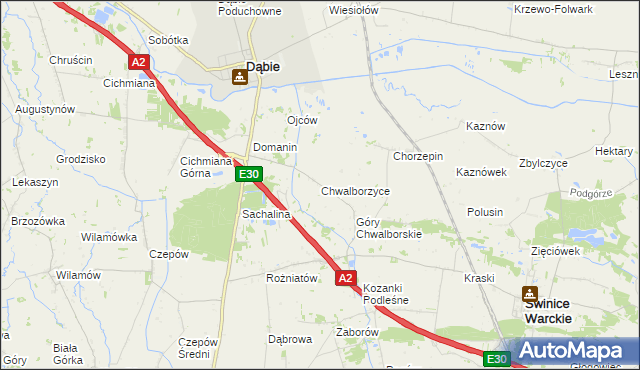 mapa Chwalborzyce, Chwalborzyce na mapie Targeo