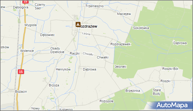 mapa Chwałki gmina Rozdrażew, Chwałki gmina Rozdrażew na mapie Targeo