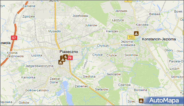 mapa Chylice gmina Piaseczno, Chylice gmina Piaseczno na mapie Targeo