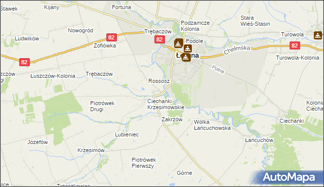 mapa Ciechanki Łęczyńskie, Ciechanki Łęczyńskie na mapie Targeo