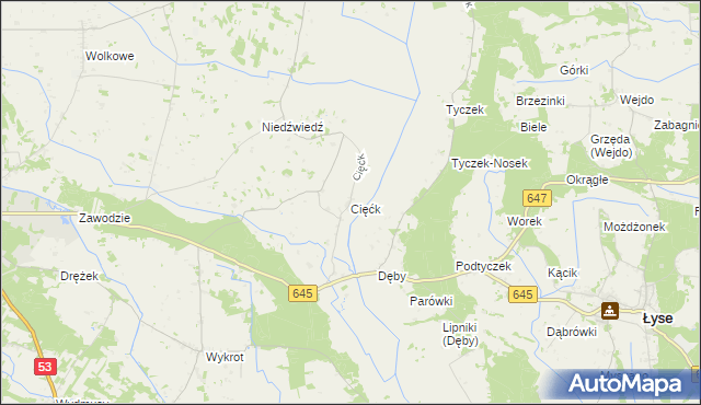 mapa Cięćk, Cięćk na mapie Targeo