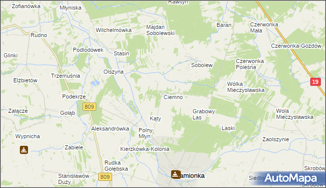 mapa Ciemno gmina Kamionka, Ciemno gmina Kamionka na mapie Targeo