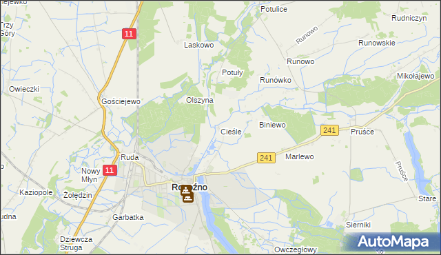 mapa Cieśle gmina Rogoźno, Cieśle gmina Rogoźno na mapie Targeo