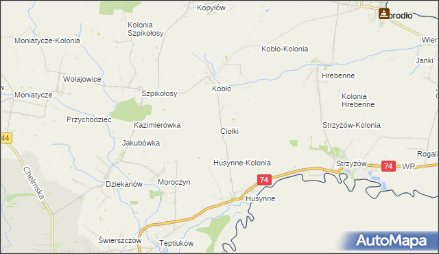 mapa Ciołki gmina Horodło, Ciołki gmina Horodło na mapie Targeo