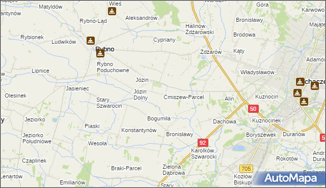 mapa Ćmiszew-Parcel, Ćmiszew-Parcel na mapie Targeo