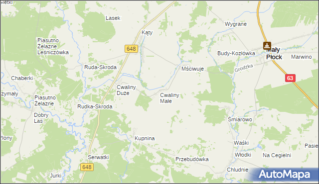 mapa Cwaliny Małe, Cwaliny Małe na mapie Targeo