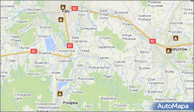 mapa Czaniec, Czaniec na mapie Targeo