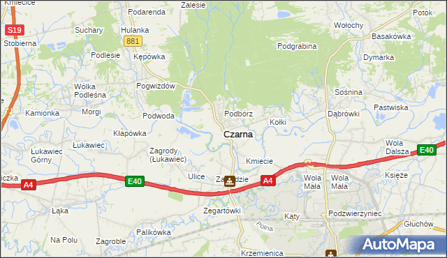 mapa Czarna powiat łańcucki, Czarna powiat łańcucki na mapie Targeo