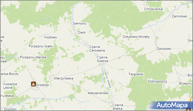 mapa Czarna Średnia, Czarna Średnia na mapie Targeo