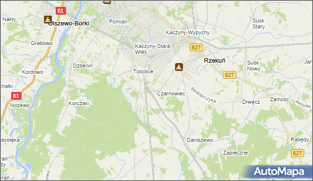 mapa Czarnowiec gmina Rzekuń, Czarnowiec gmina Rzekuń na mapie Targeo