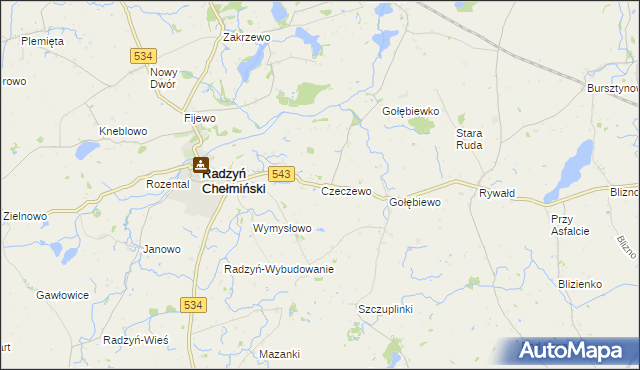 mapa Czeczewo gmina Radzyń Chełmiński, Czeczewo gmina Radzyń Chełmiński na mapie Targeo