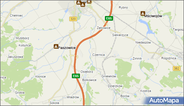 mapa Czernica gmina Dobromierz, Czernica gmina Dobromierz na mapie Targeo