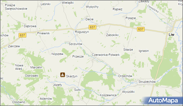 mapa Czerwonka-Folwark, Czerwonka-Folwark na mapie Targeo