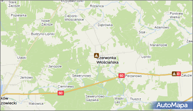 mapa Czerwonka Włościańska, Czerwonka Włościańska na mapie Targeo