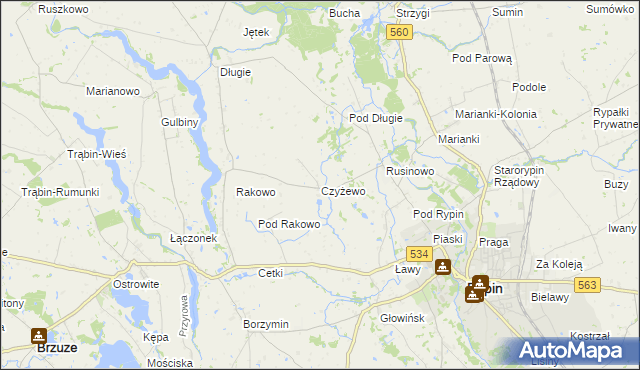 mapa Czyżewo gmina Rypin, Czyżewo gmina Rypin na mapie Targeo