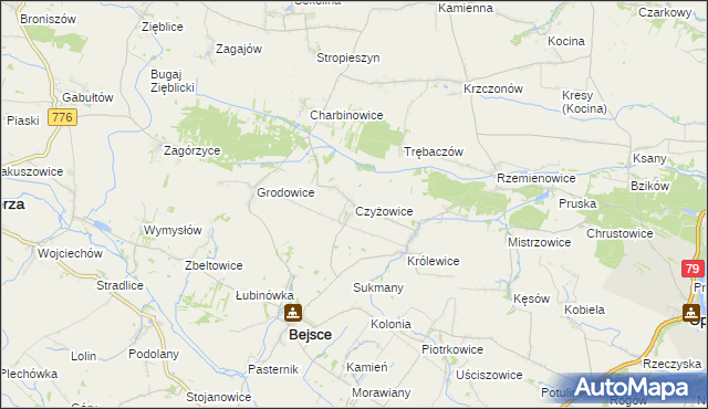 mapa Czyżowice gmina Bejsce, Czyżowice gmina Bejsce na mapie Targeo