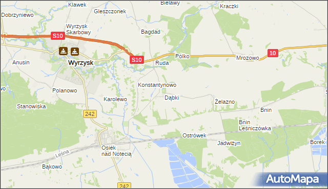 mapa Dąbki gmina Wyrzysk, Dąbki gmina Wyrzysk na mapie Targeo