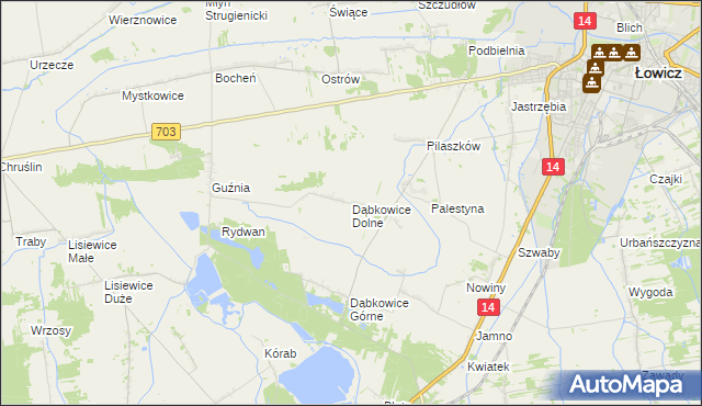 mapa Dąbkowice Dolne, Dąbkowice Dolne na mapie Targeo