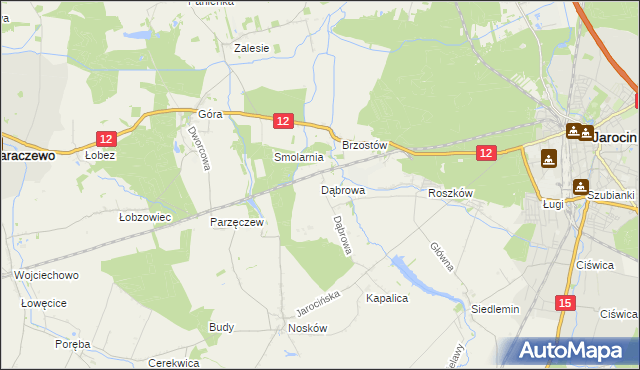 mapa Dąbrowa gmina Jarocin, Dąbrowa gmina Jarocin na mapie Targeo