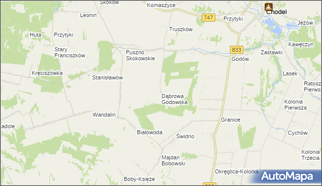 mapa Dąbrowa Godowska, Dąbrowa Godowska na mapie Targeo