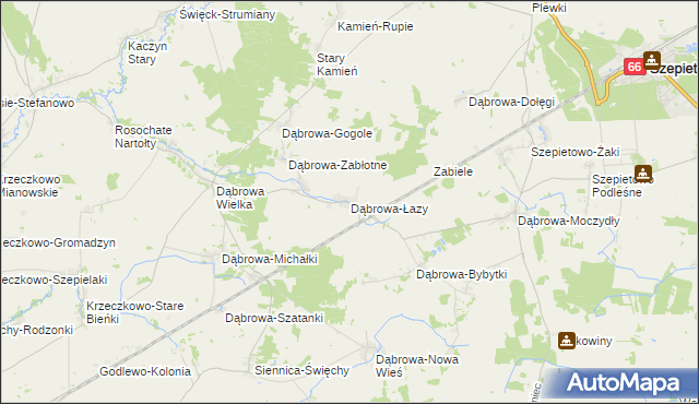 mapa Dąbrowa-Łazy gmina Szepietowo, Dąbrowa-Łazy gmina Szepietowo na mapie Targeo