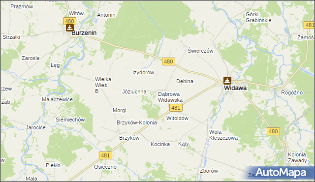 mapa Dąbrowa Widawska, Dąbrowa Widawska na mapie Targeo