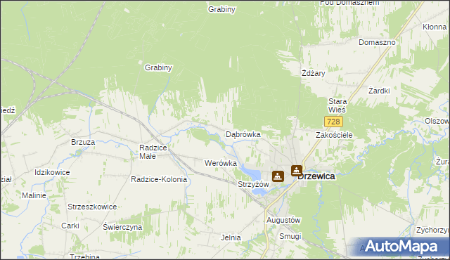 mapa Dąbrówka gmina Drzewica, Dąbrówka gmina Drzewica na mapie Targeo