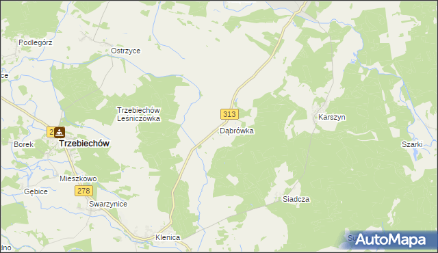 mapa Dąbrówka gmina Kargowa, Dąbrówka gmina Kargowa na mapie Targeo