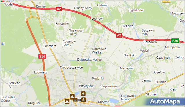 mapa Dąbrówka-Sowice, Dąbrówka-Sowice na mapie Targeo