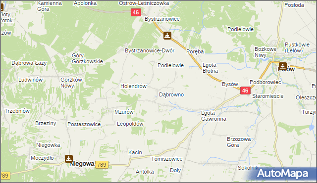 mapa Dąbrowno gmina Niegowa, Dąbrowno gmina Niegowa na mapie Targeo