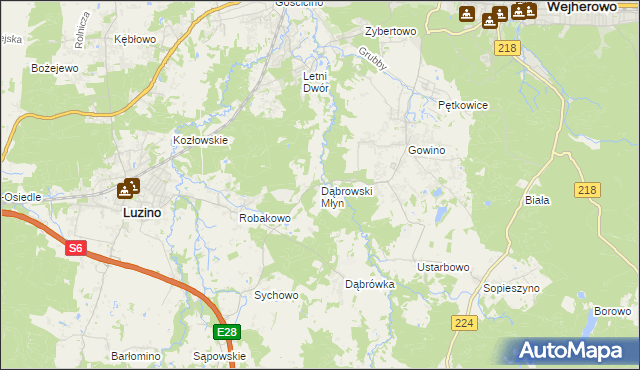 mapa Dąbrowski Młyn, Dąbrowski Młyn na mapie Targeo