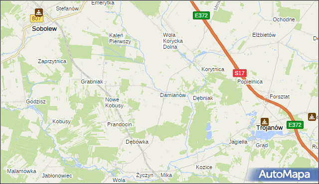 mapa Damianów, Damianów na mapie Targeo