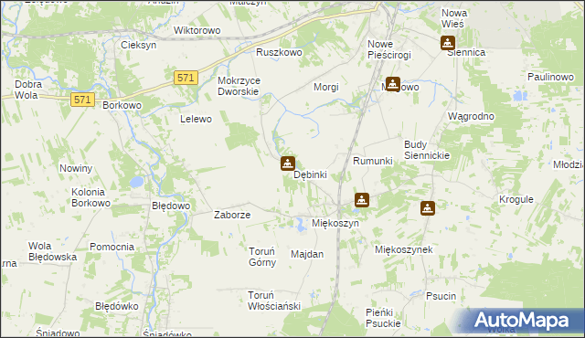 mapa Dębinki gmina Nasielsk, Dębinki gmina Nasielsk na mapie Targeo