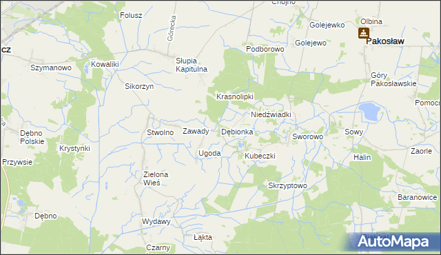 mapa Dębionka gmina Pakosław, Dębionka gmina Pakosław na mapie Targeo