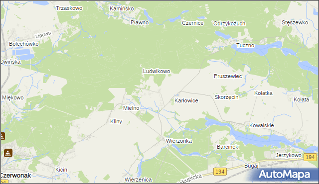 mapa Dębogóra gmina Czerwonak, Dębogóra gmina Czerwonak na mapie Targeo