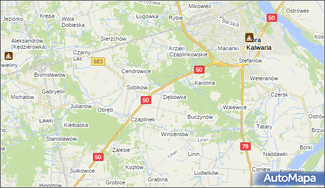 mapa Dębówka gmina Góra Kalwaria, Dębówka gmina Góra Kalwaria na mapie Targeo