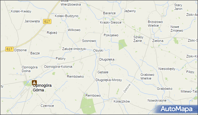 mapa Długołęka gmina Opinogóra Górna, Długołęka gmina Opinogóra Górna na mapie Targeo