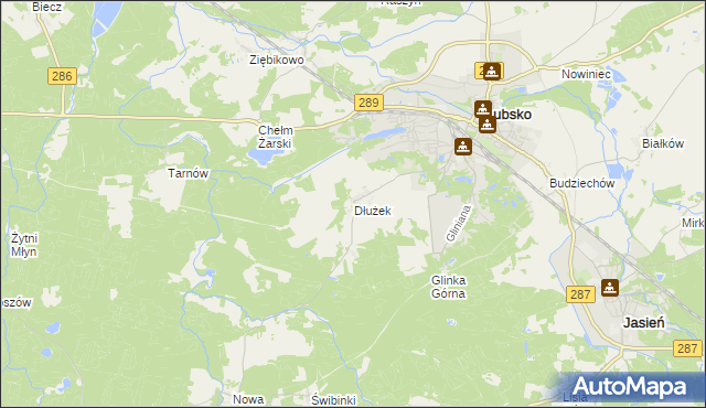 mapa Dłużek gmina Lubsko, Dłużek gmina Lubsko na mapie Targeo