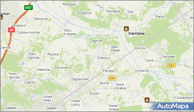 mapa Dobczyn gmina Klembów, Dobczyn gmina Klembów na mapie Targeo
