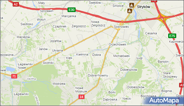 mapa Dobra gmina Stryków, Dobra gmina Stryków na mapie Targeo