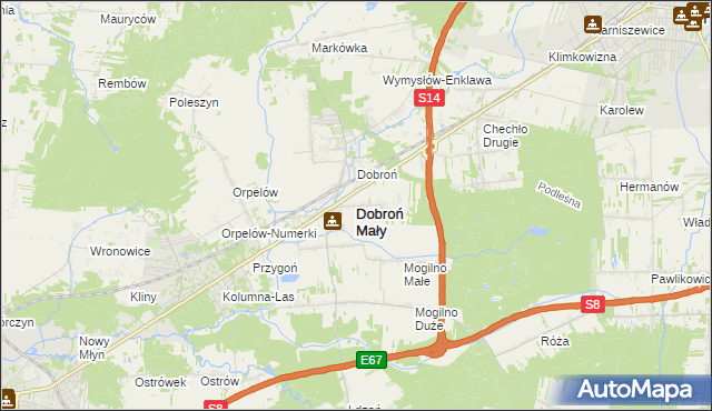 mapa Dobroń Mały, Dobroń Mały na mapie Targeo