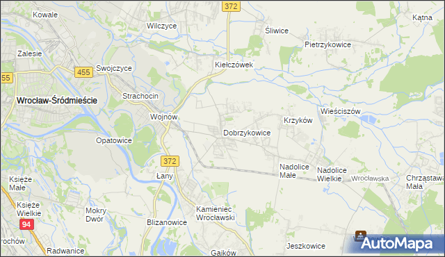 mapa Dobrzykowice, Dobrzykowice na mapie Targeo