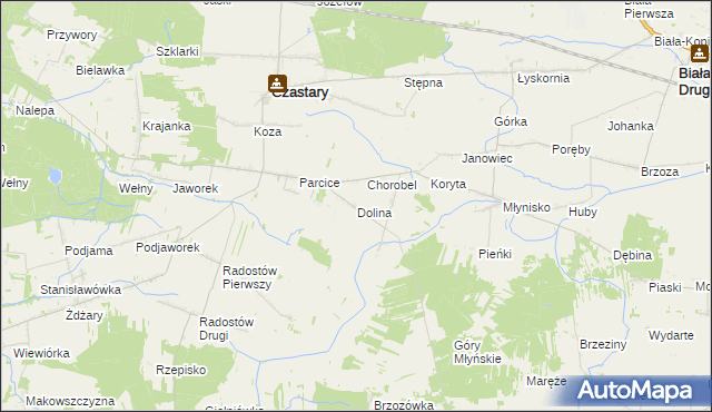 mapa Dolina gmina Czastary, Dolina gmina Czastary na mapie Targeo