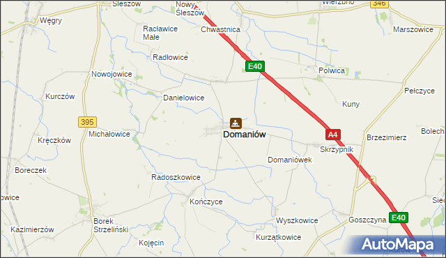 mapa Domaniów powiat oławski, Domaniów powiat oławski na mapie Targeo