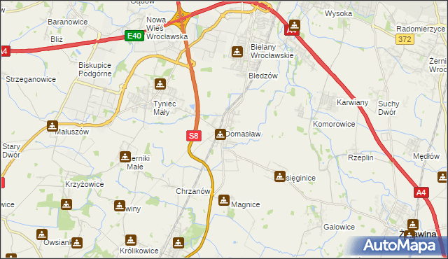 mapa Domasław, Domasław na mapie Targeo