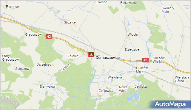 mapa Domaszowice powiat namysłowski, Domaszowice powiat namysłowski na mapie Targeo