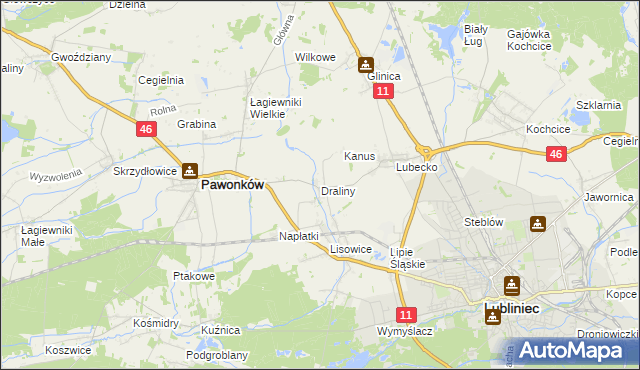 mapa Draliny, Draliny na mapie Targeo