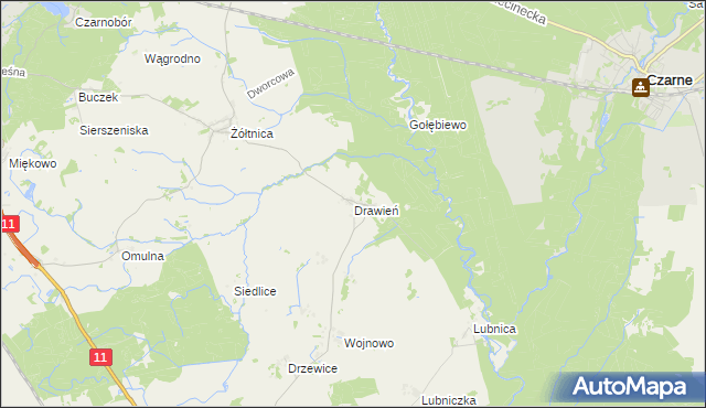 mapa Drawień, Drawień na mapie Targeo