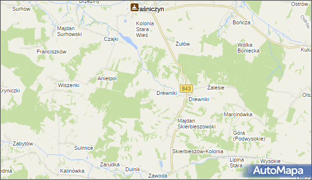 mapa Drewniki gmina Kraśniczyn, Drewniki gmina Kraśniczyn na mapie Targeo